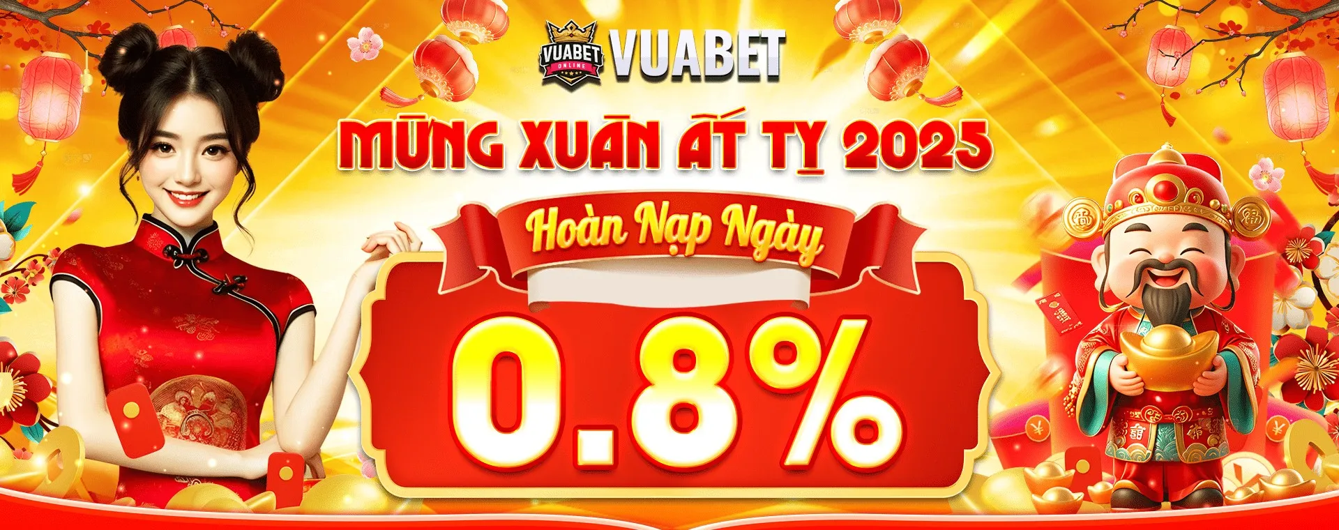 Vuabet88 mừng năm mới 2025 với ưu đãi hoàn nạp 0,8% cho người chơi